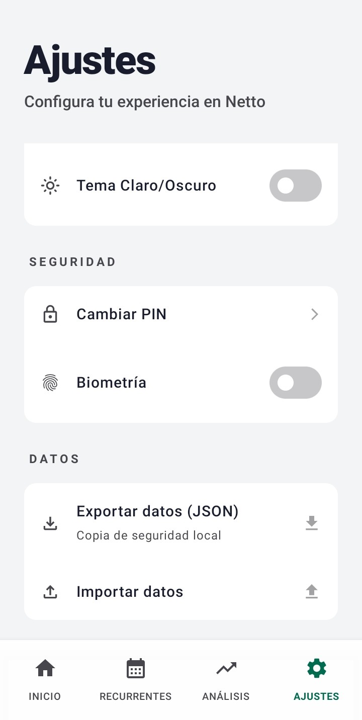 Pantalla de seguridad con biometría y cifrado